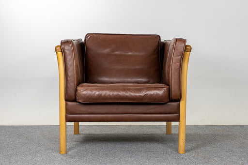 Mid-Century Beech & Leather Lounge Chair - (323-034.1)