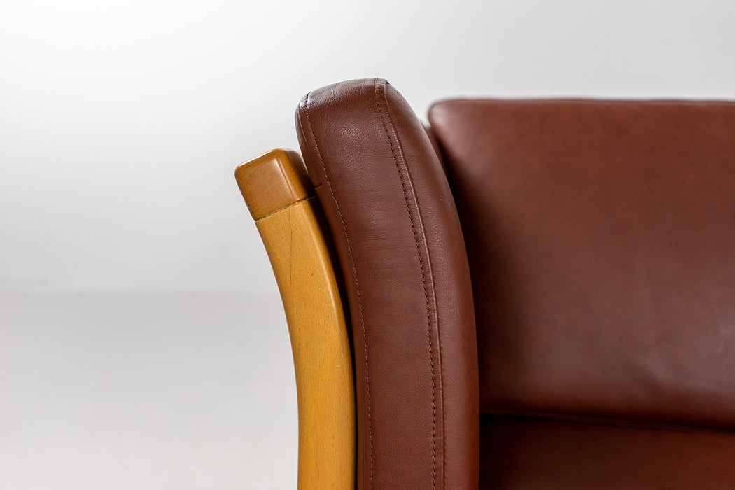Beech & Leather Sofa - (323-059)