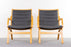 Leather & Beech Lounge Chair Pair - (326-095)