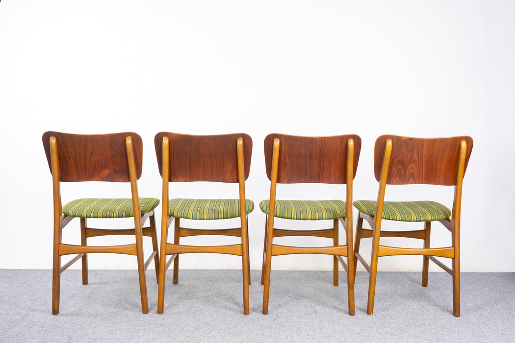 4 Danish Mid Century Teak & Beech Dining Chairs - (327-097)