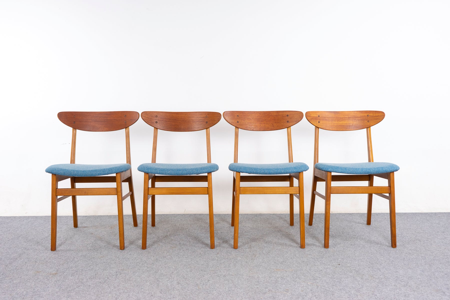 4 Danish Modern Teak & Beech Dining Chairs - (327-126)