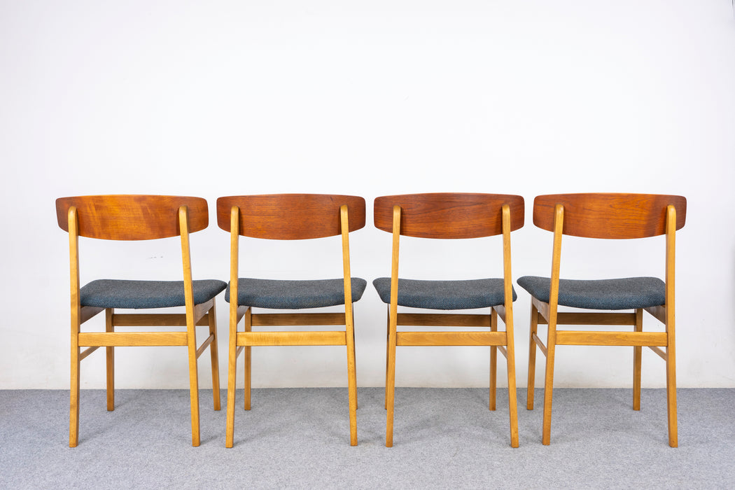 4 Danish Mid-Century Teak & Beech Dining Chairs - (326-123)