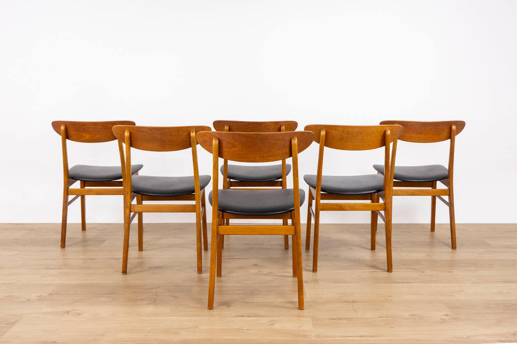 6 Danish Mid-Century Teak & Beech Dining Chairs - (D1499)