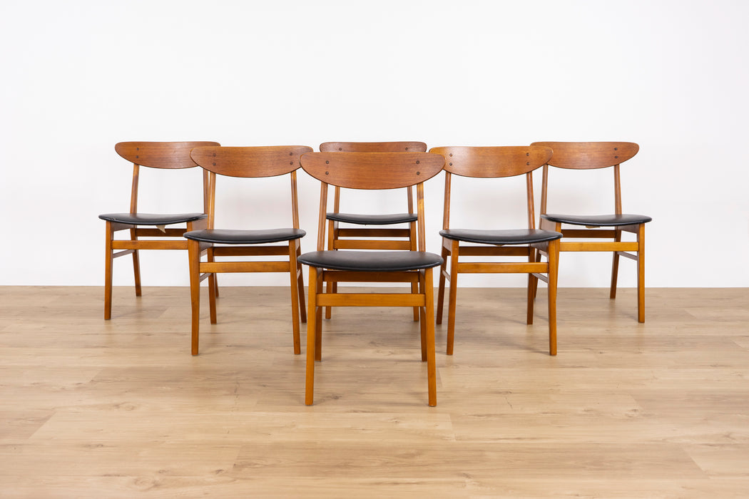 6 Danish Mid-Century Teak & Beech Dining Chairs - (D1499)