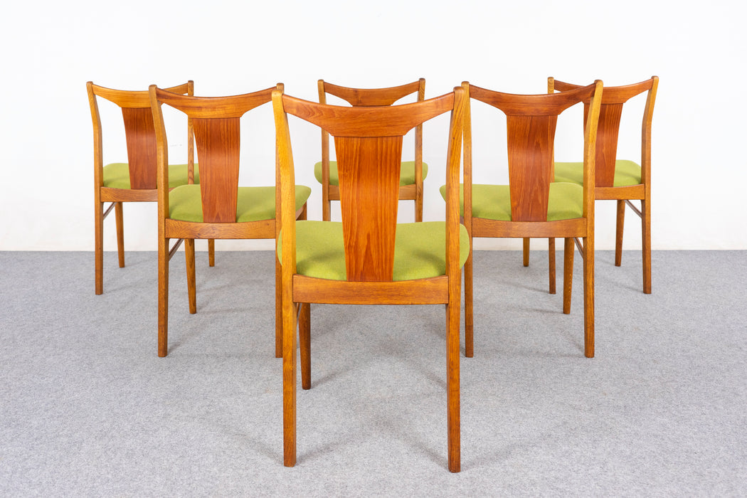 6 Danish Modern Teak & Oak Dining Chairs - (327-144)