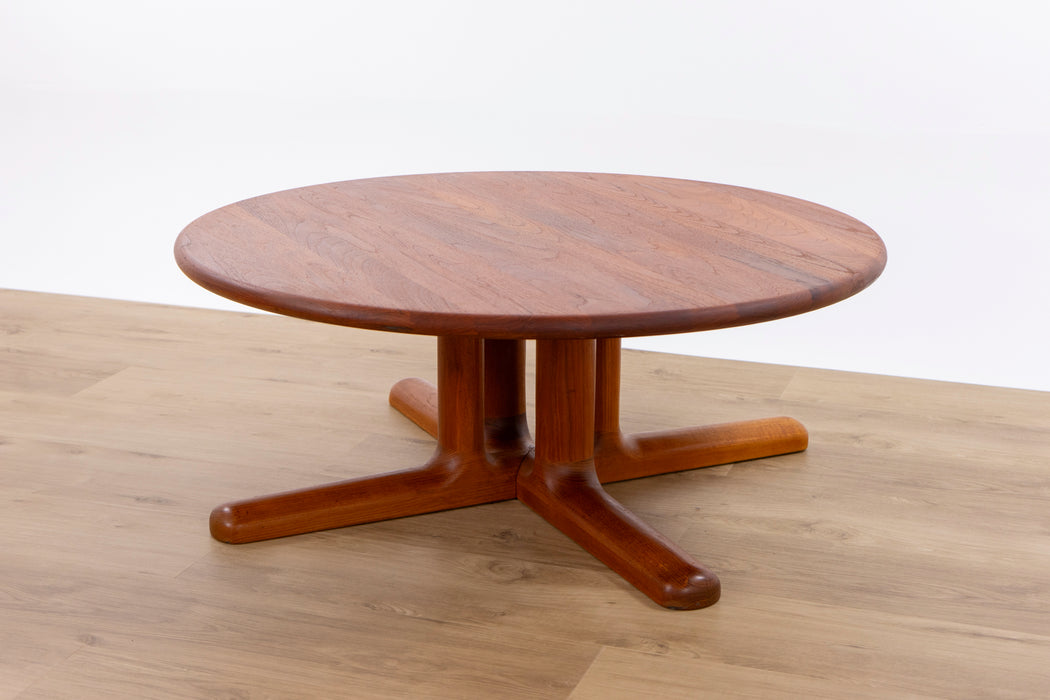 Danish Mid-Century Solid Teak Round Coffee Table by Drylund - (D1537)