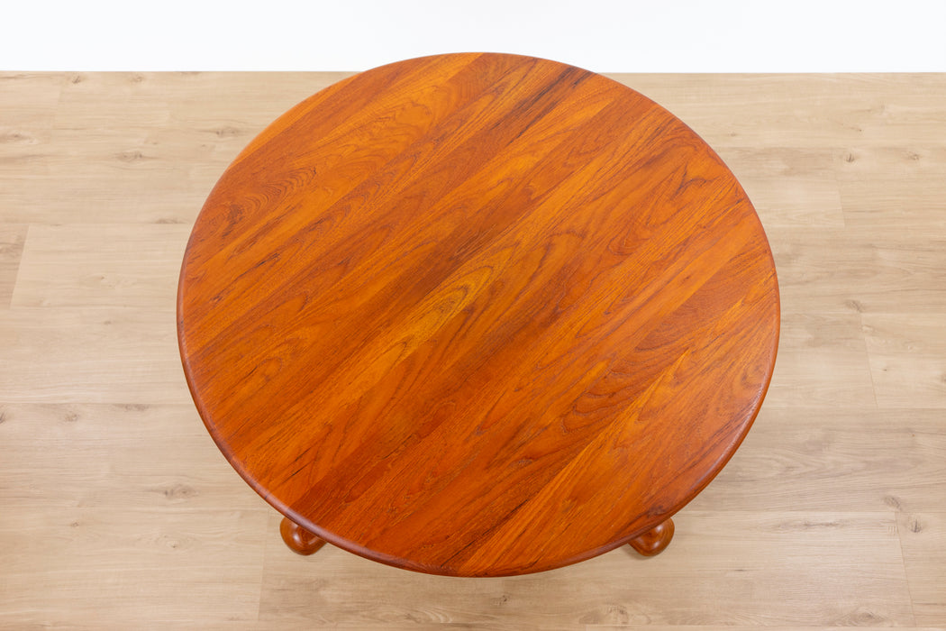 Danish Mid-Century Solid Teak Round Coffee Table by Drylund - (D1537)
