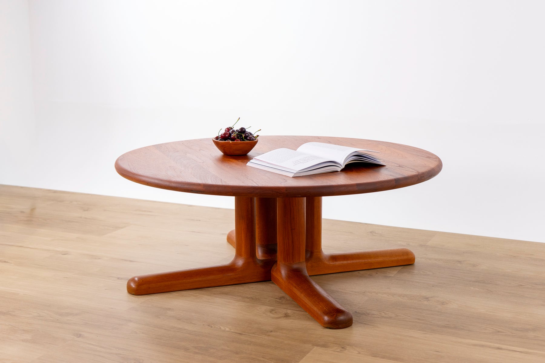 Danish Mid-Century Solid Teak Round Coffee Table by Drylund - (D1537)