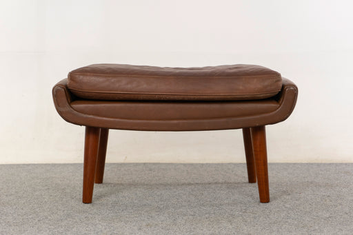 Leather & Teak Footstool - (326-181)