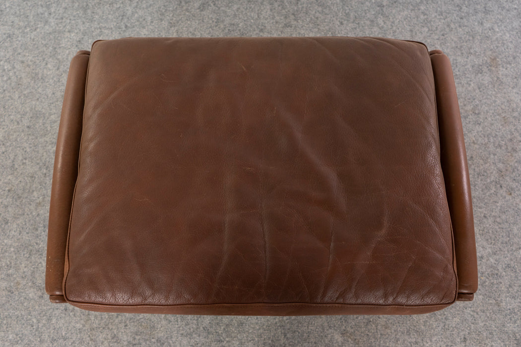 Leather & Teak Footstool - (326-181)