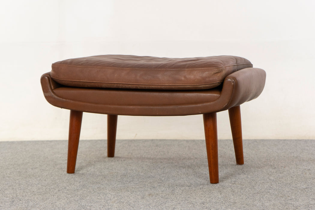 Leather & Teak Footstool - (326-181)