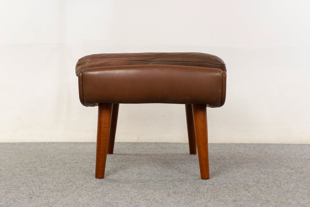 Leather & Teak Footstool - (326-181)