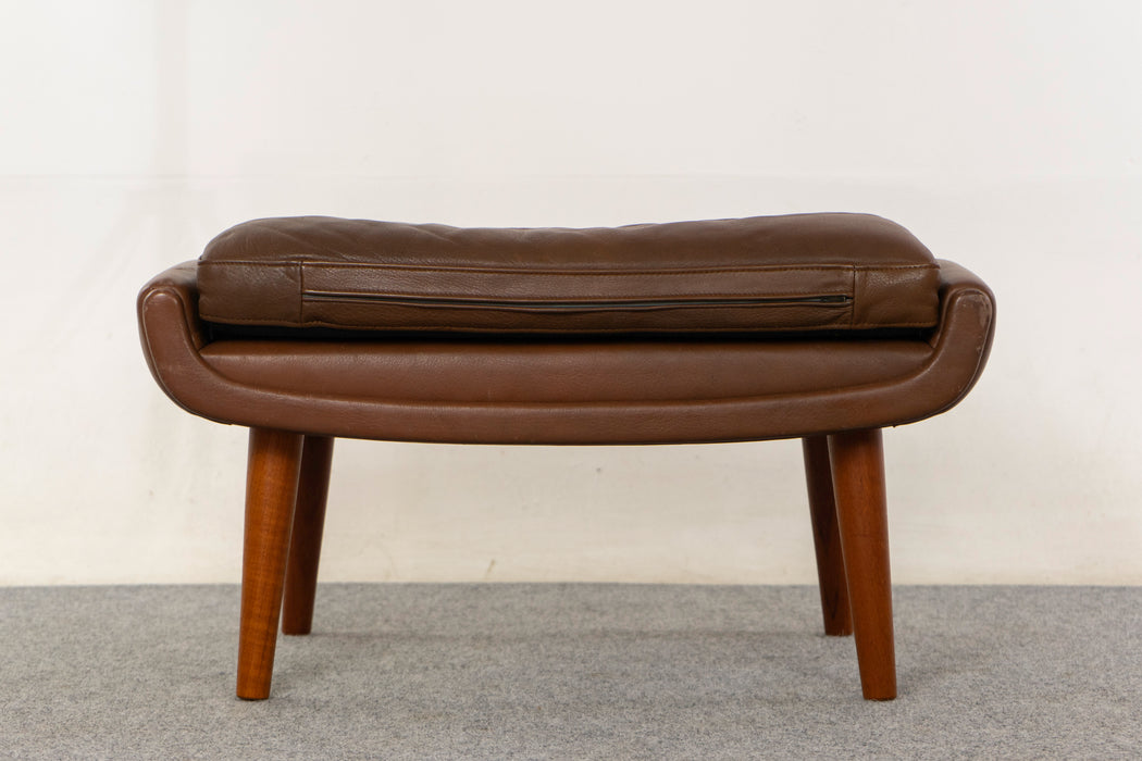 Leather & Teak Footstool - (326-181)