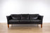 Danish Modern Black Leather Sofa - (327-146)