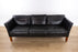 Danish Modern Black Leather Sofa - (327-146)