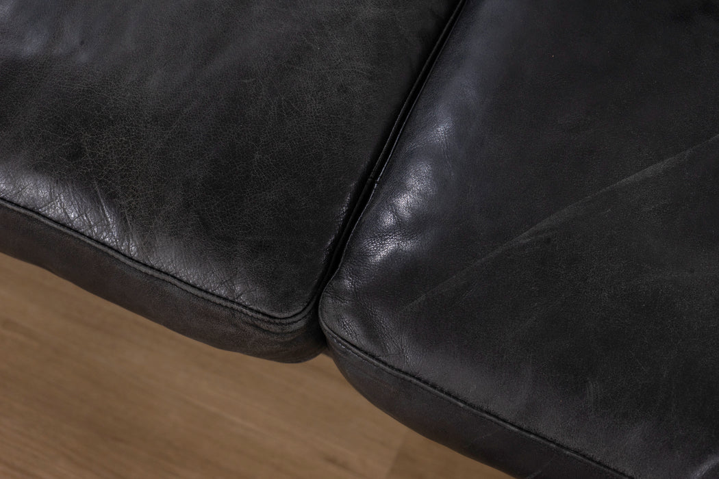 Danish Modern Black Leather Sofa - (327-146)