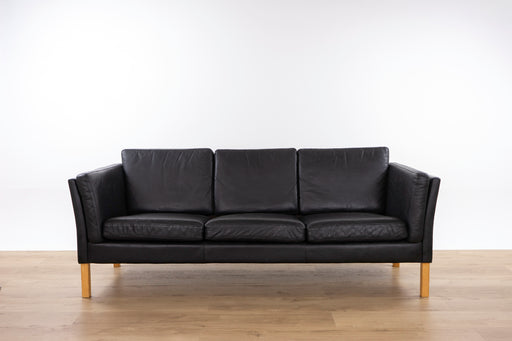 Danish Mid-Century Black Leather Sofa - (327-147)