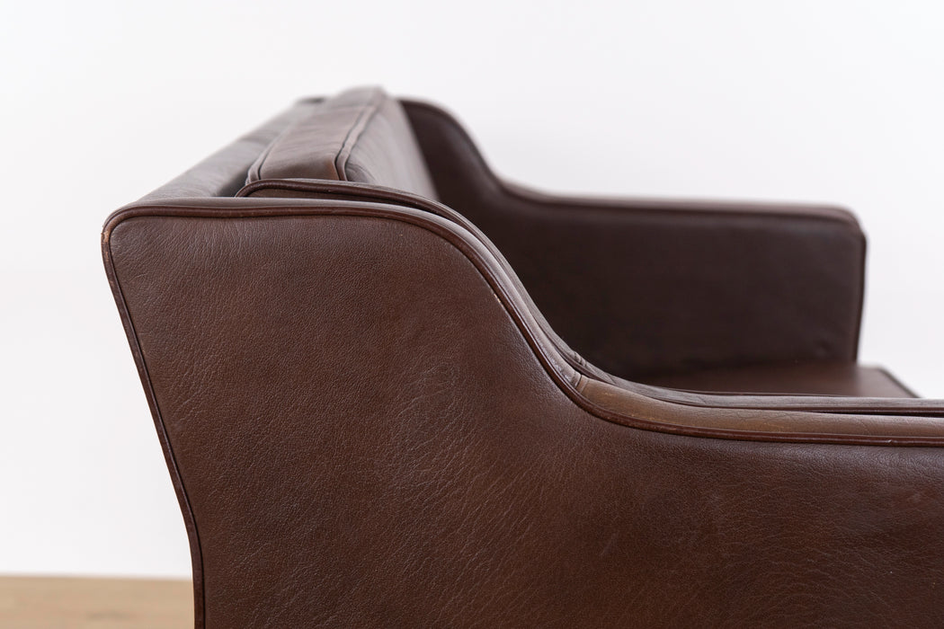 Danish Mid-Century Brown Leather Loveseat- (D1581)