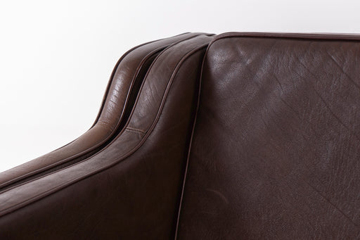 Danish Mid-Century Brown Leather Loveseat- (D1581)