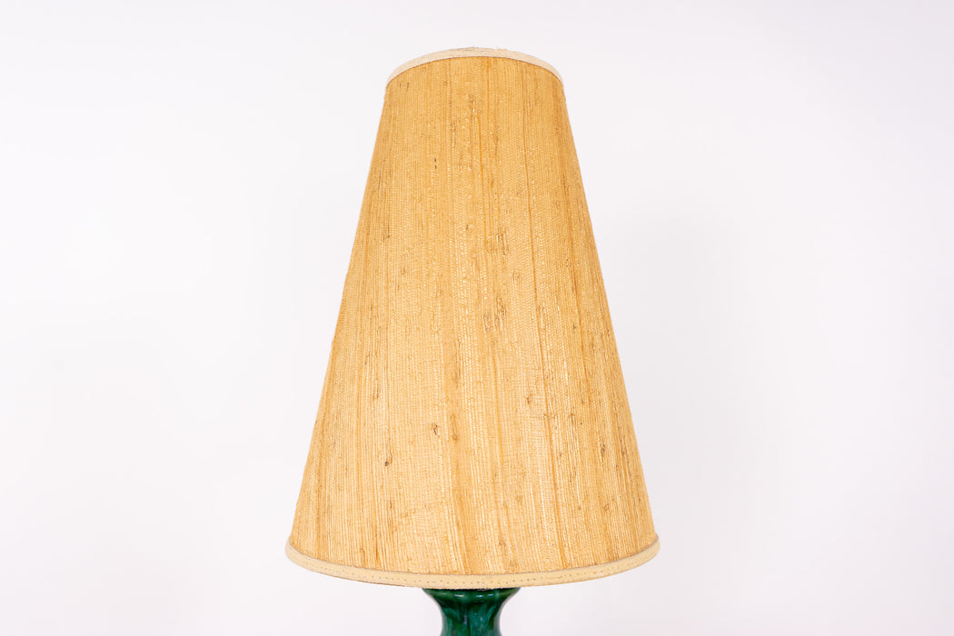 Mid-Century Modern Green Ceramic Table Lamp - (D1633)