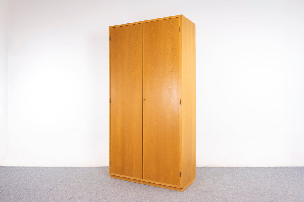 Danish Modern Oak Wardrobe Cabinet - (327-058)