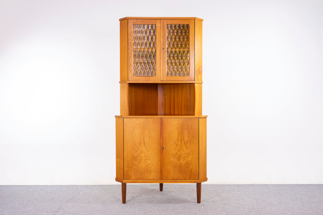 Danish Modern Teak and Glass Corner Cabinet - (D1455)
