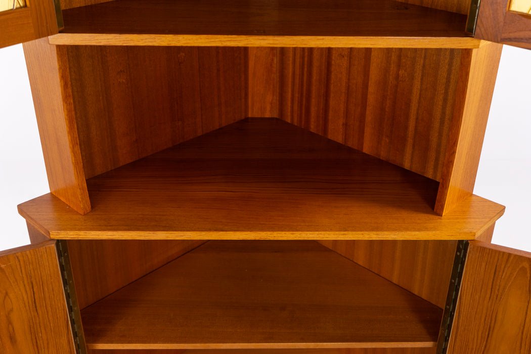 Danish Modern Teak and Glass Corner Cabinet - (D1455)