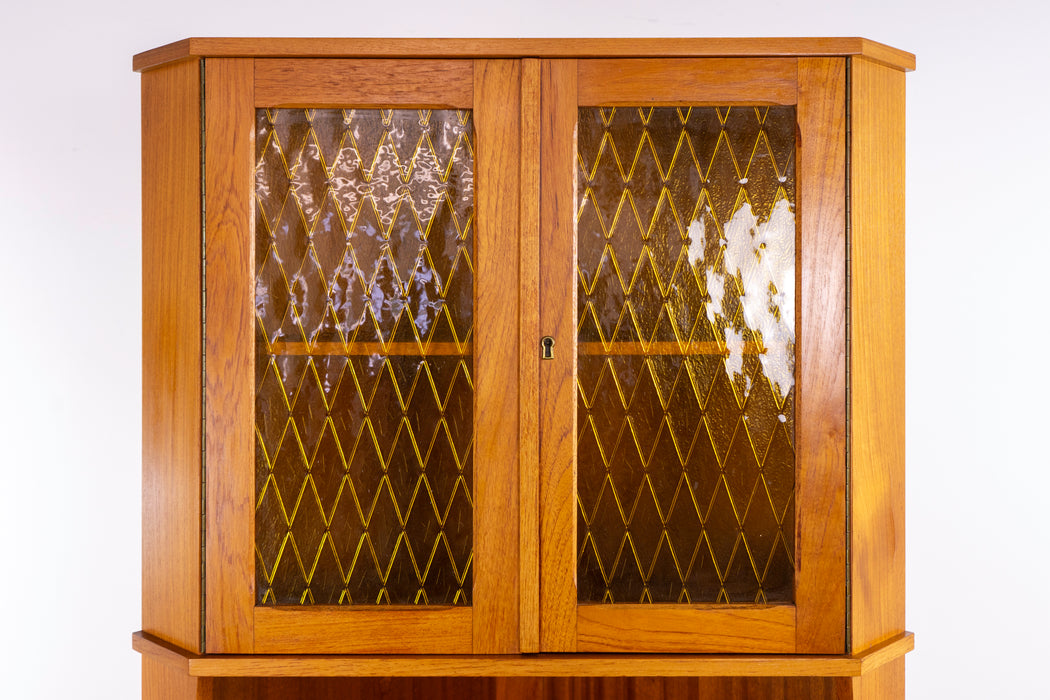 Danish Modern Teak and Glass Corner Cabinet - (D1455)