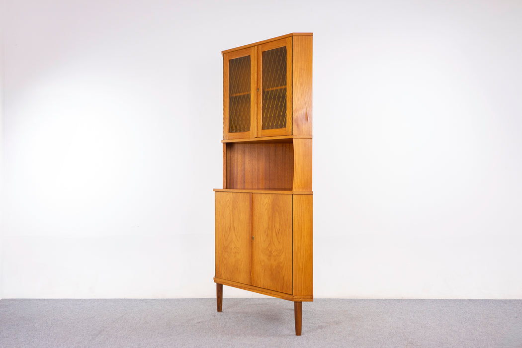Danish Modern Teak and Glass Corner Cabinet - (D1455)