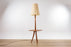 Mid-Century Modern Teak Floor Lamp with Side Table - (D1540)
