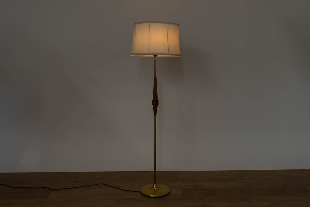 Mid-Century Modern Teak & Metal Floor Lamp - (D1616)