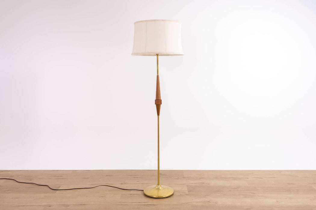 Mid-Century Modern Teak & Metal Floor Lamp - (D1616)