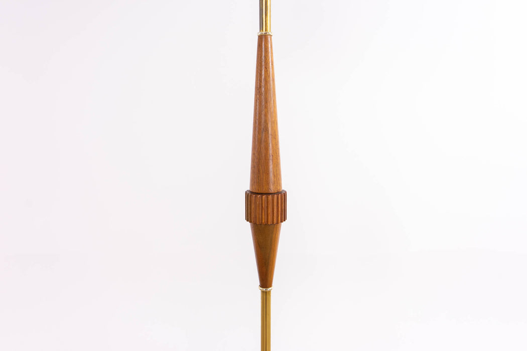 Mid-Century Modern Teak & Metal Floor Lamp - (D1616)