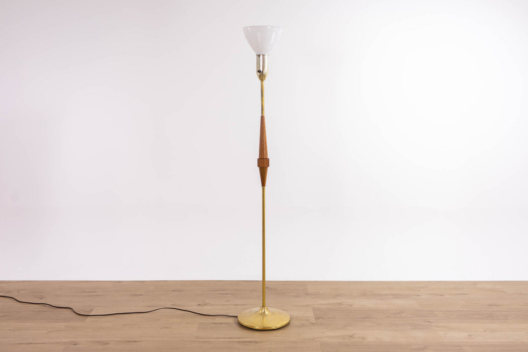 Mid-Century Modern Teak & Metal Floor Lamp - (D1616)