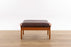 Mid-Century Modern Teak & Leather Footstool - (D1595)