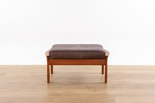 Danish Mid Century Teak & Leather Footstool - (D1596)