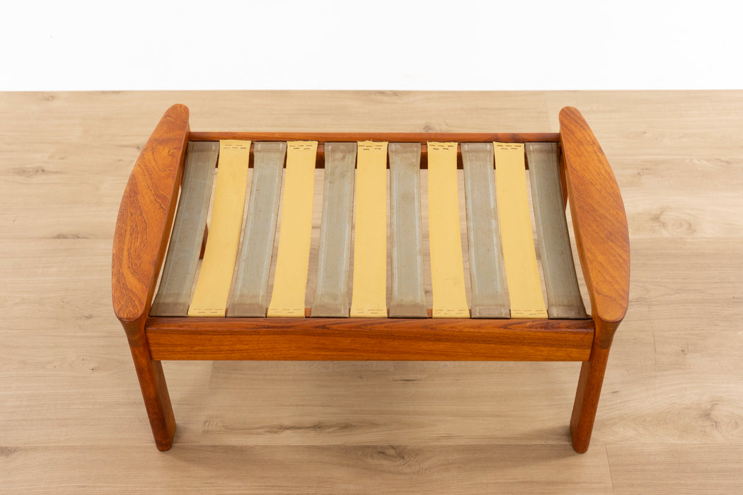 Danish Mid Century Teak & Leather Footstool - (D1596)
