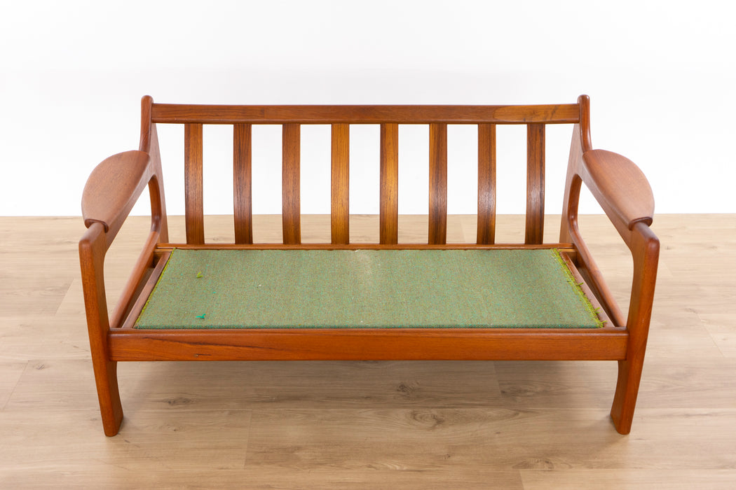 Danish Modern Teak & Leather Loveseat - (D1593)