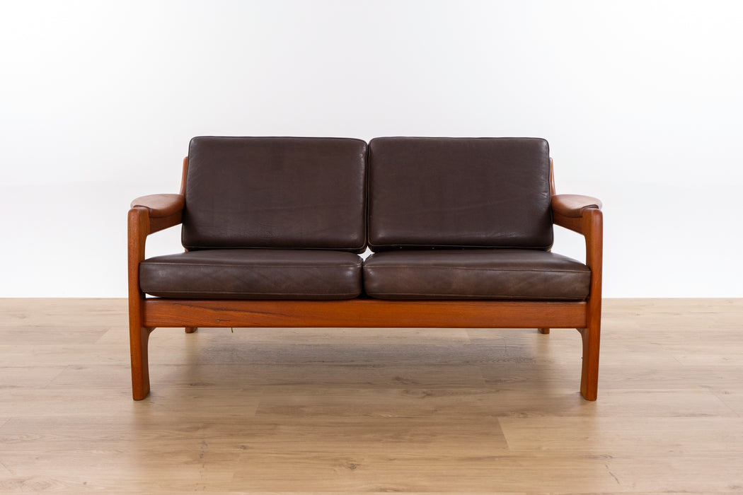 Danish Modern Teak & Leather Loveseat - (D1593)