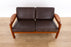Danish Modern Teak & Leather Loveseat - (D1593)