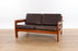 Danish Modern Teak & Leather Loveseat - (D1593)