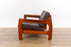Danish Modern Teak & Leather Loveseat - (D1593)