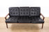 Danish Modern Teak and Black Vinyl Sofa- (326-057.5)
