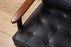 Danish Modern Teak and Black Vinyl Sofa- (326-057.5)