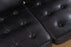 Danish Modern Teak and Black Vinyl Sofa- (326-057.5)