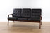 Danish Modern Teak and Black Vinyl Sofa- (326-057.5)