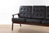 Danish Modern Teak and Black Vinyl Sofa- (326-057.5)