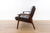 Danish Modern Teak and Black Vinyl Sofa- (326-057.5)