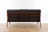 Danish Modern Teak and Black Vinyl Sofa- (326-057.5)