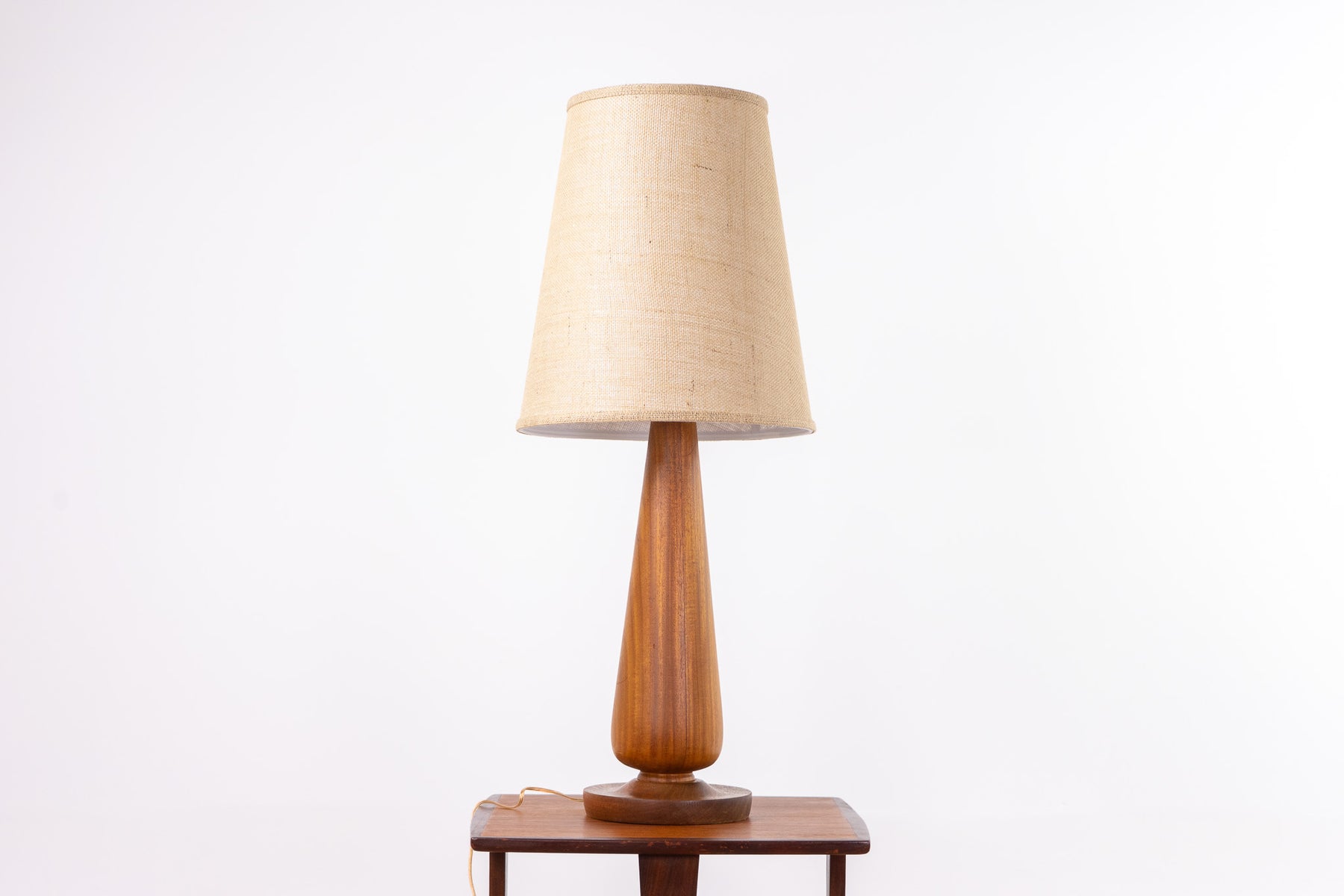 Danish Mid Century Solid Teak Table Lamp - (D1679)